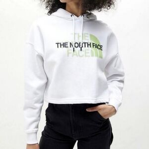 The North Face Coordinates White Graphic Logo Pullover Cropped Hoodie Sweatshirt